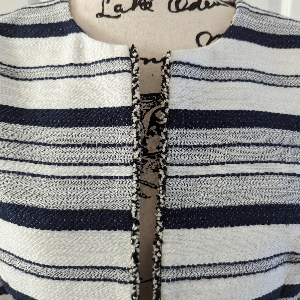 The Limted Stripe Blue and White Blazer Jacket Size 2 - Picture 2 of 7